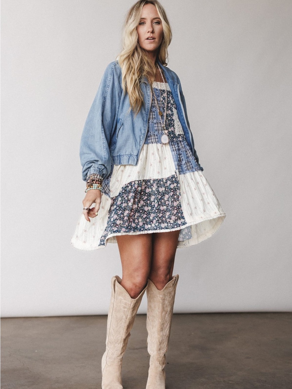 POL Golden Fields Patchwork Dress - Picture 2 of 7